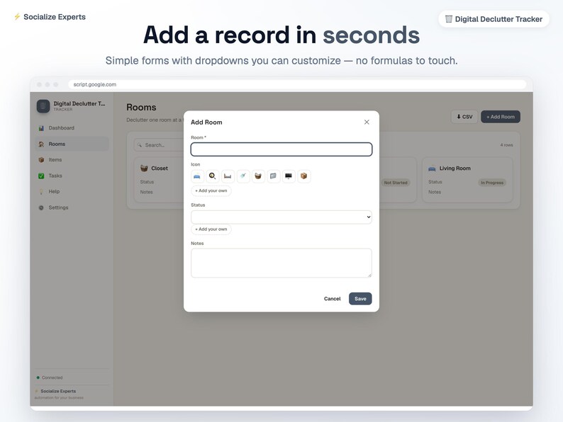 Digital Declutter Tracker — Google Sheets web app, image 6
