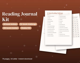 Lesetagebuch-Set zum Ausdrucken, ausfüllbarer Buch-Tracker (PDF), Vorlage für Buchrezensionen, Leseprotokoll, Lese-Challenge, Leseliste