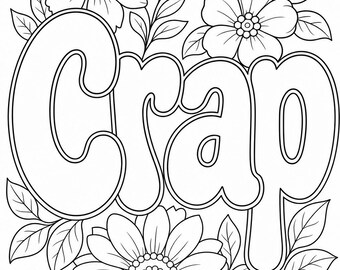 Libro para colorear con palabrotas divertidas y fáciles para adultos: 50 páginas para aliviar el estrés, PDF imprimible, descarga digital.