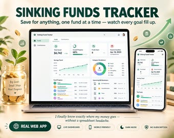 Rastreador de fondos de reserva - Panel de control de la aplicación web de Google Sheets / Planificador de objetivos de ahorro y seguimiento del presupuesto
