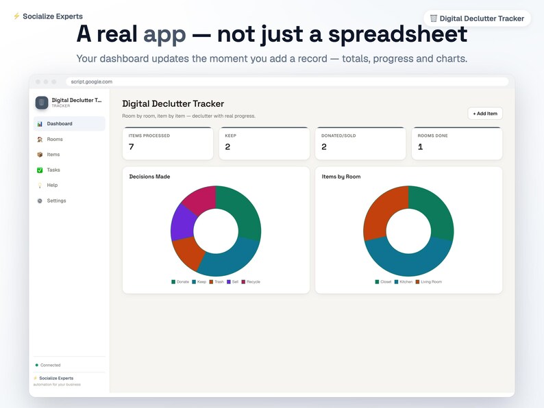 Digital Declutter Tracker — Google Sheets web app, image 2