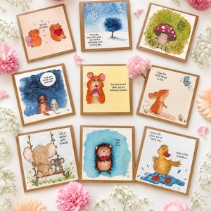 Woodland Greeting Card Set/ Handmade Watercolor Cards/ Choose set of 5 or 9 Blank Cards with Envelopes/ Cute Animal Card Collection