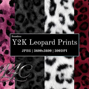 Digitalt papperspaket med leopardmotiv från år 2000, sömlösa djurtryck, scrapbookingjournal (digital nedladdning)