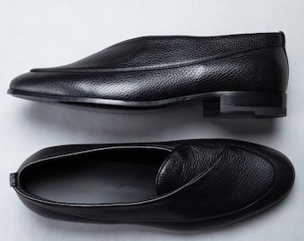 Handgefertigte schwarze Lederloafer für Herren, elegante Slipper aus echtem Leder, klassische Business-Schuhe, Luxusschuhe