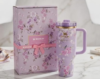 Stanley x LoveShackFancy 40oz Floral Quencher Tumbler – Purple Limited Edition Insulated Cup with Handle
