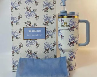 Stanley X Tumbler Love Shack Fancy 40oz Holiday Rosa Beaux Blue Gift Box Cup
