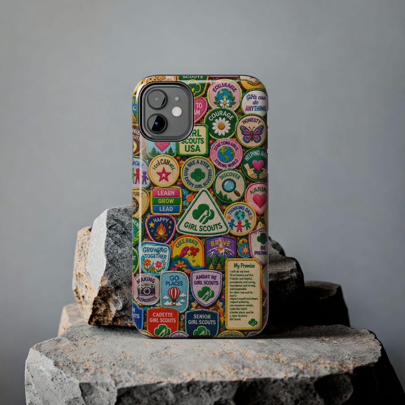 Girl Scout Badge Merit Patch Troop Leader Community Nostalgic Girly Feminine Teamwork Collage Phone Case | Magnetic Impact-Resistant Case image 13