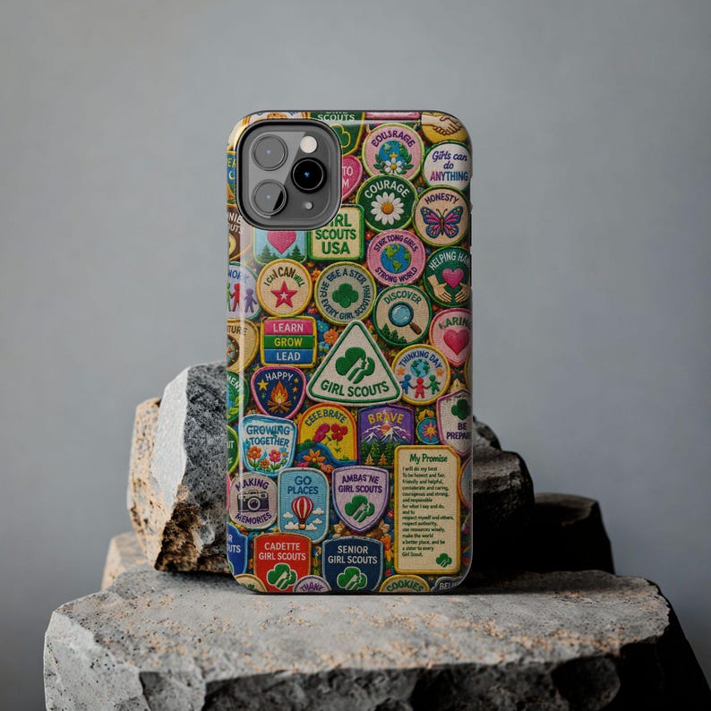 Girl Scout Badge Merit Patch Troop Leader Community Nostalgic Girly Feminine Teamwork Collage Phone Case | Magnetic Impact-Resistant Case image 19