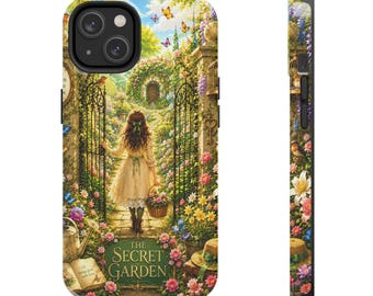 The Secret Garden Phone Case | Floral Gate Illustration, Girl with Basket