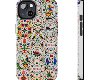 Pennsylvania Dutch Hex Zeichen Bunt Amish Holländische Volkskunst Scheune Stern Design Vögel Blumen Erbkunst Lancaster Handyfallabdeckung