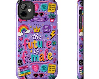The Future Is Female Women Empowerment Purple Motivational Fun Positive Pink Blue Yellow Flower phone case | Magnetic impact-resistant case