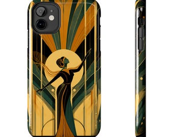 Art Deco Golden Muse Frauen Sonnenstrahlen Design 1930s 1930s Pink Gold Feminine Schönheit Handyhülle | Robuste Handyhülle