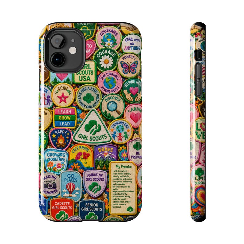 Girl Scout Badge Merit Patch Troop Leader Community Nostalgic Girly Feminine Teamwork Collage Phone Case | Magnetic Impact-Resistant Case image 1