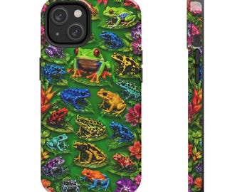Bunt Regenwald Seerosen Grün Gelb Frösche Muster Regenbogen Dart Amphibien Dschungel Tropische Frosch Kunst, schlanke Schutzhülle