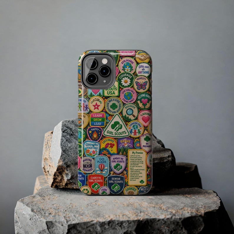 Girl Scout Badge Merit Patch Troop Leader Community Nostalgic Girly Feminine Teamwork Collage Phone Case | Magnetic Impact-Resistant Case image 16