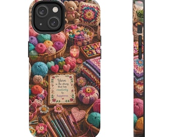 Buntes Garn Häkelnadel Stitch Kette Weave Handwerk Hobby Zubehör Cozy Warn Bunte Pastell Rosa Blau Hübsche Telefon-Fall-Abdeckung