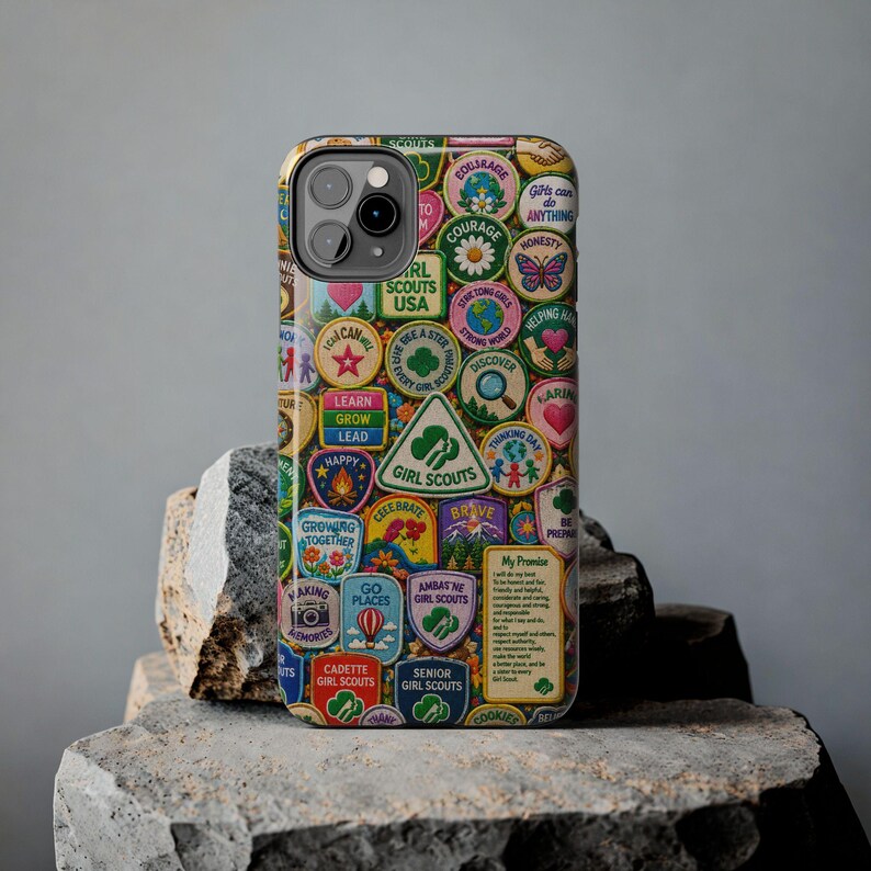 Girl Scout Badge Merit Patch Troop Leader Community Nostalgic Girly Feminine Teamwork Collage Phone Case | Magnetic Impact-Resistant Case image 9
