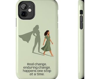 One Step at a Time Change Women Empowerment Motivation Green Shadow Lady Dress phone case | Magnetic Impact-Resistant Case