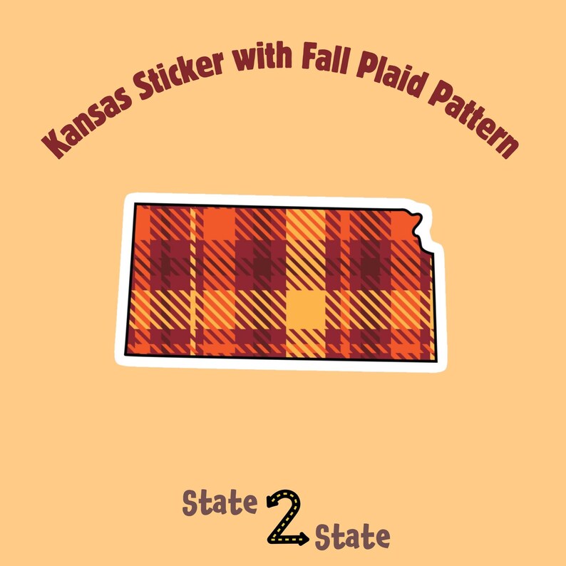 Kansas Sticker With Fall Plaid Pattern - Etsy