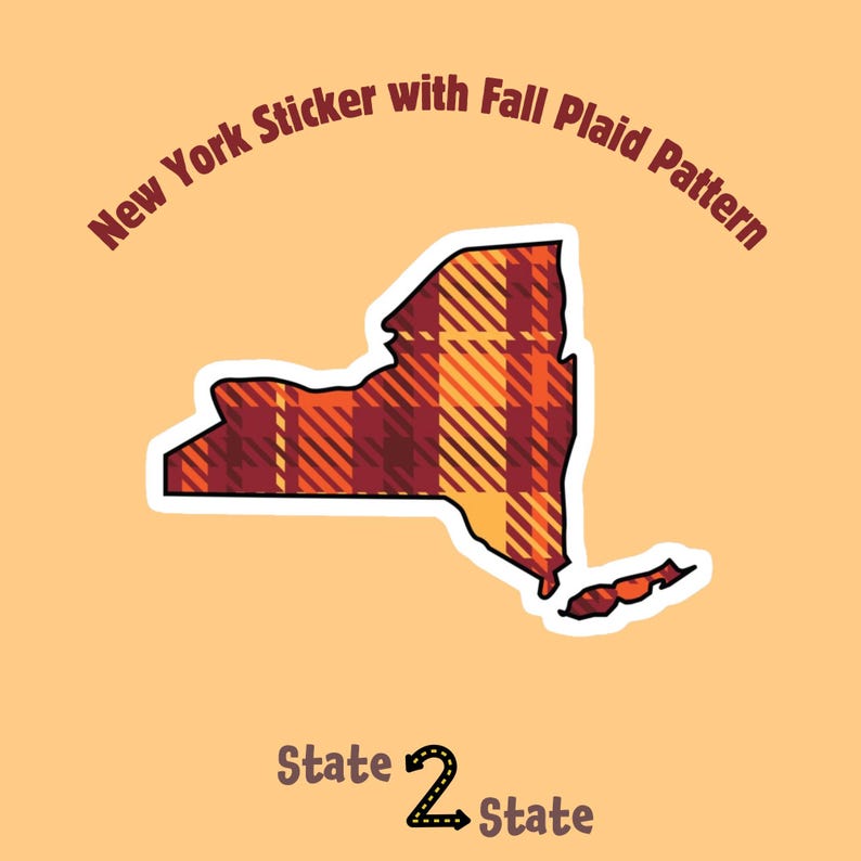 New York Sticker With Fall Plaid Pattern - Etsy