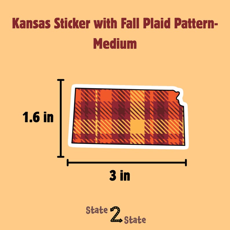Kansas Sticker With Fall Plaid Pattern - Etsy