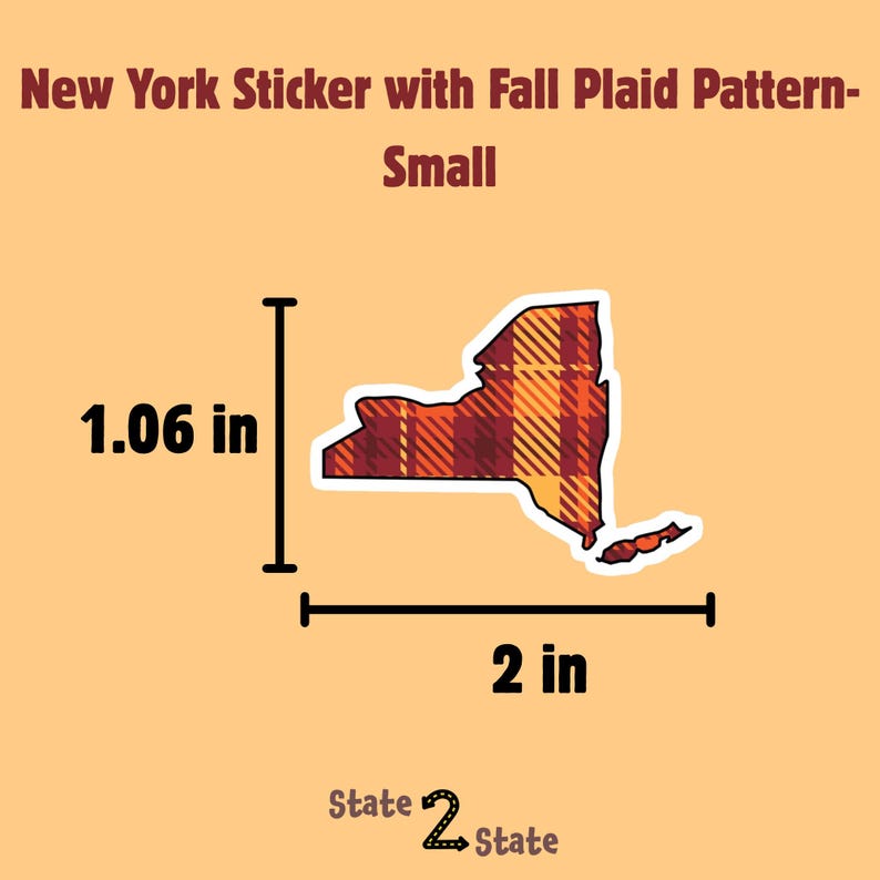 New York Sticker With Fall Plaid Pattern - Etsy