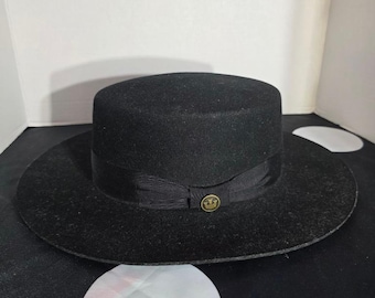 Goorin Bros. "Mr. Driver" Black Wool Bolero Hat | Wide Brim Flat Top | Size XL