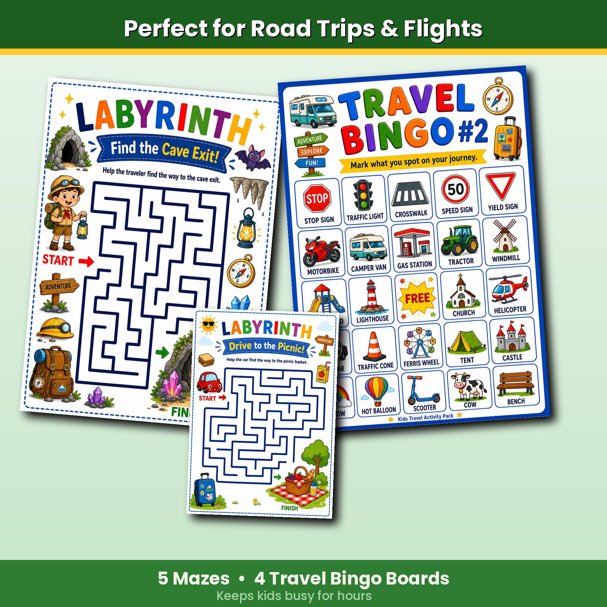 Kids Travel Activity Pack, Road Trip Games, Airplane Activities, Ages 4 ...