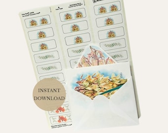 Watercolor Desert Floral Printable Stationery Bundle A2 Greeting Card Ephemera Envelope Template Avery 5160 Labels