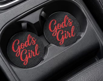 God's Girl Car Coasters | Set of 2 | Christian Car Accessories | Custom Colors