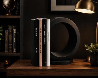 Moderne halve maan boekensteun | Minimalistische bureauinrichting