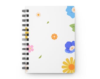 Floral Spiral Notebook | Bright Daisies, Wildflowers, Lined Journal