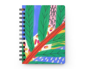 Tropical Abstract Leaf Spiral Bound Journal | Colorful Botanical Pattern