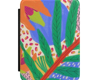 Tropical Leaves Kindle Case | Colorful Botanical E-Reader Cover