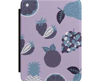 Purple Vintage Fruit Pattern Kindle Case | Berry Pineapple Strawberry Design
