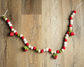 Summer Berry Garland | Handmade Felt Strawberry Garland