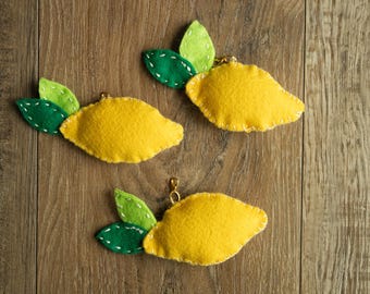Lemon Set | Handmade Felt Whole Lemons and Lemon Wedges
