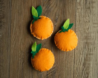 Orange Set of 3 | Handmade Felt Pom Pom Garland Attachments