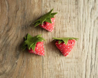 Strawberry Set | Set of 4 Handmade Felt Strawberries