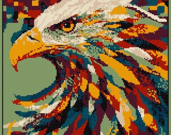 Padrão de ponto cruz para o 250º aniversário dos Estados Unidos, design patriótico para o Dia da Independência, águia (download digital)