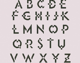Gráfico de ponto cruz, Alfabeto, letras de 2,5 cm, PDF