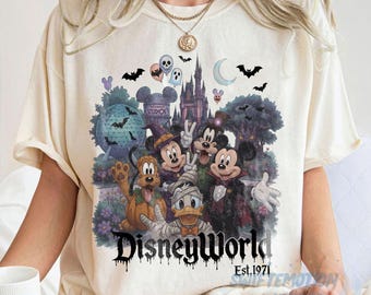 Vintage Disneyworld Halloween California png, Mickey and Friends Halloween night party, Disney Trip Family Halloween Ghost, Family Vacation