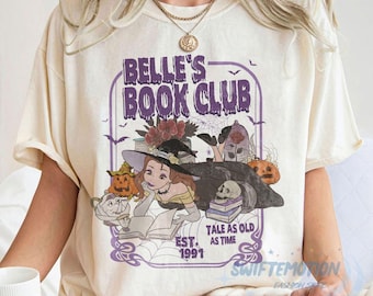 Belle's Book Club 1991 Halloween png, Tale As Old As Time, Retro Beauty And The Beast png, Belle Princess Witch png, Book Lover Gift