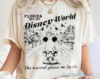 Vintage Mickey Ghost Halloween png, Scariest Place on Earth png, Mickey's Not So Scary Party, Disney World Family Halloween Pumpkin png