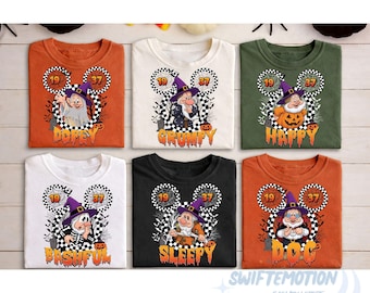 Bundle Disney Snow White & Seven Dwarfs png, Halloween night party, 7 Dwarfs Group Halloween skeleton, Disneyland Family Holiday Gift