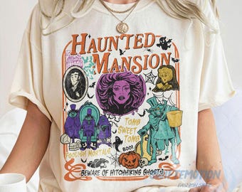 Retro The Haunted Mansion png, Madam Leota Hitchhiking Ghosts The Hatbox Ghost png, Welcome Foolish Mortals png, Disney Halloween Party png