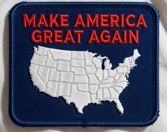 Parche bordado MAGA de 4 pulgadas / Diseño patriótico del águila americana, ideal para gorras o parches para el pecho.