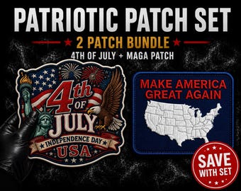 Conjunto de parches patrióticos / Parche bordado del 4 de julio y parche "Make America Great Again" / Parche trasero para chaqueta de motociclista del Día de la Independencia de EE. UU.