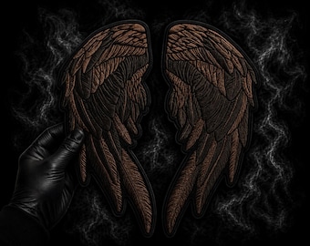 Parche trasero bordado con alas de ángel / Aplique para chaqueta de motorista gótica (para planchar o coser)
