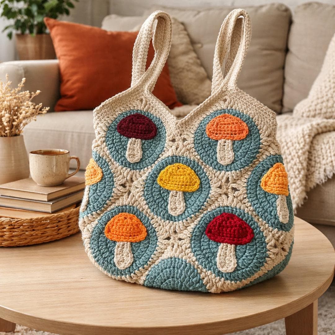 Crochet Mushroom Tote Pattern